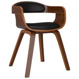 VidaXL Eetkamerstoel Kunstleer Gebogen Hout Zwart