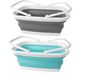 Panier à linge pliable 16 litres Rangement à linge peu encombrant avec poignées en gris/blanc et bleu/blanc