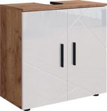 Vicco Irma Wastafelonderkast – 60 x 59 cm Wit hoogglans/goud power eiken