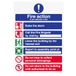 VSafety General 6 Message Fire Action Kennisbord - 210mm x 297mm (A4) - 1mm Rigid Plastic