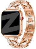 Bandz Diamond 'Chain' stalen bandje geschikt voor Apple Watch (Series 12/11/10), (SE 3/2/1), (Series 9/8/7/6/5/4) - 38/40/41/42mm Rosé Goud