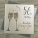 witte White Cotton Cards XDT83-50 Grote, handgemaakte wenskaart met opschrift "50th Birthday... This Calls for Champagne"
