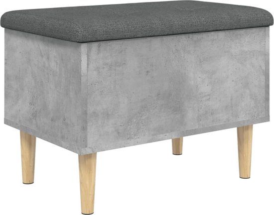 vidaXL Opbergbankje 62x42x46 cm bewerkt hout betongrijs