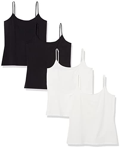 Amazon Essentials Women's Slim-Fit T-Shirt, 4-Pack, Black/White, L
