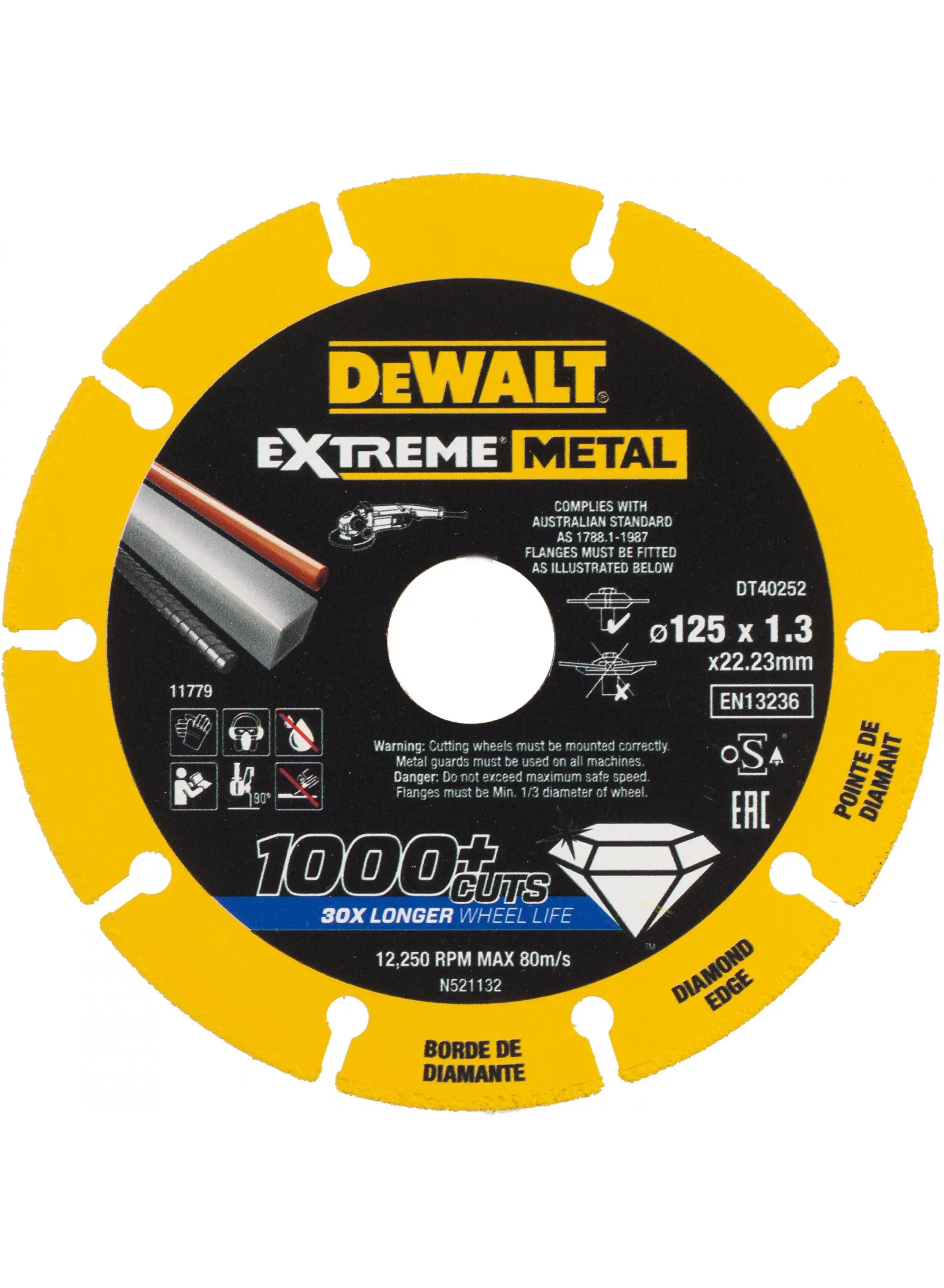 DeWalt DT40252 Diamantschijf | Extreme Metal | 125 x 22.23 x 1.3 mm