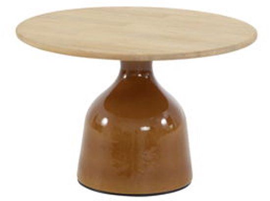 4 Seasons Outdoor June coffee tafel caramel keramiek rond teak dia. 60 cm