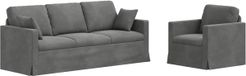 vidaXL Ensemble de canapés, 2 pièces, gris foncé, velours