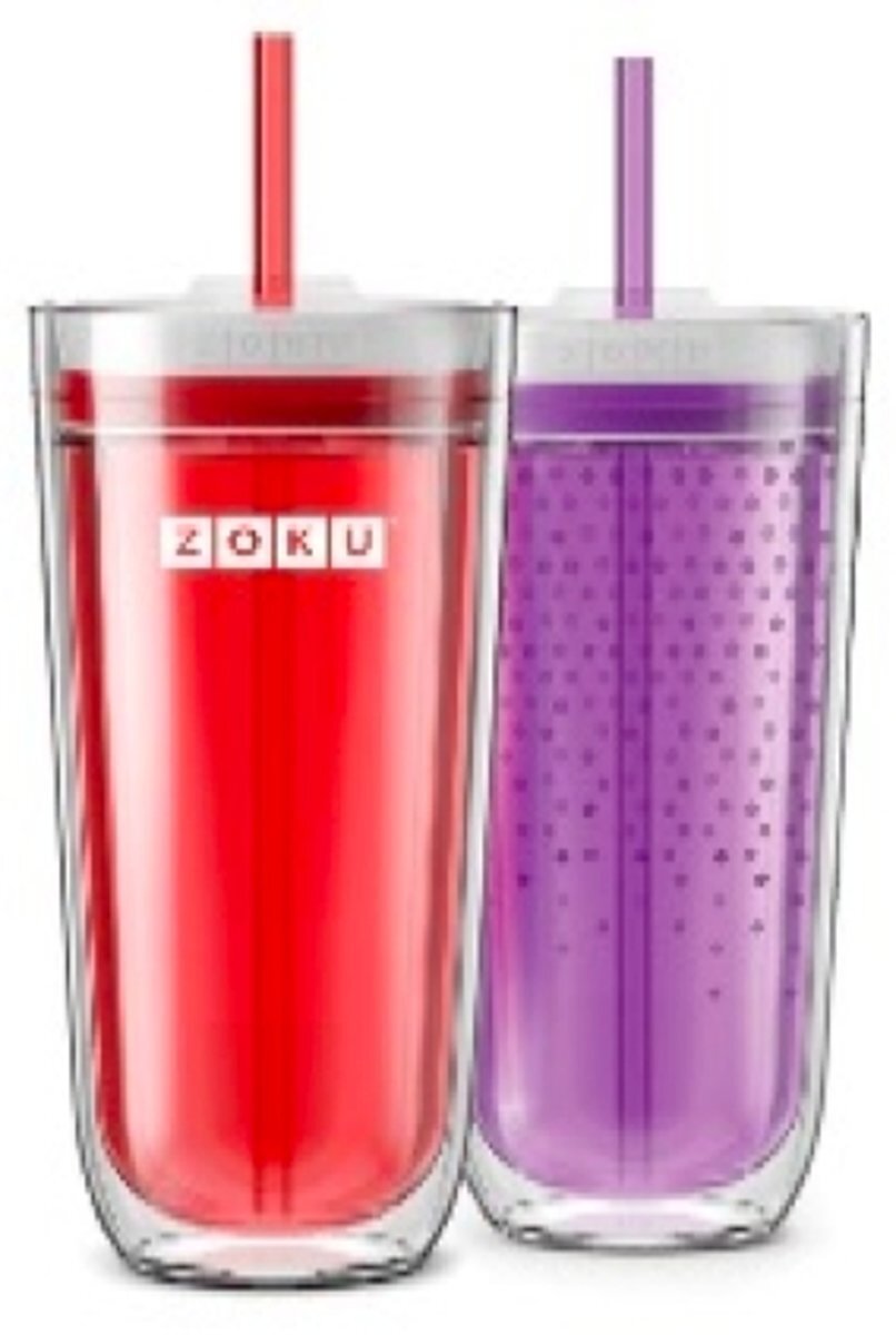 Zoku Hydration Drinkbeker - Incl Rietje - 325 ml - Rood