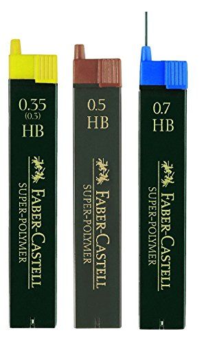 Faber-Castell Fijnvullingen set super-polymeer, 0,35/0,5/0,7 mm, HB, vullingen, 3 stuks