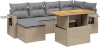 vidaXL 7-delige Loungeset met kussens, polyrattan, beige