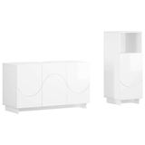 vidaXL Badkamerkast - set - 2 - st - Hoogglans - Wit - Bewerkt - hout