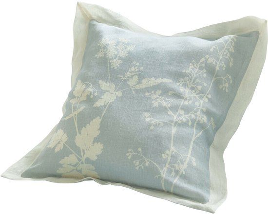 LOBERON Kussenhoes Hazelwick crème/blauw 40x40 cm Linnen