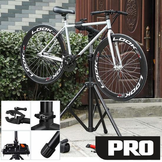 Decopatent PRO DELUXE Montagestandaard fiets - Pro uitvoering - Extra Luxe - 360Â° draaibaar, hoogte verstelbaar, met grote gereedschapsbak en stuurhouder - Fietsreparatiestandaard - O.a voor racefiets, MTB fietsen standaard - DecopatentÂ®