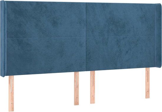 vidaXL Hoofdbord met randen 183x16x118/128 cm fluweel donkerblauw