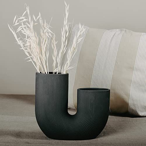Storefactory Stråvalla U Vaas - Boogvaas - Keramiek - Donkergrijs - 24 x 7 x 21 cm