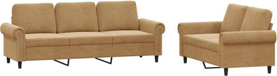 vidaXL 2-delige Loungeset met kussens fluweel bruin