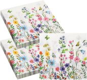 Dailygoods Serviettes 40 pièces - Serviettes en papier - Fleurs - 33 x 33 cm - Fête d'été - Convient pour mariages et anniversaires - Serviettes de fête