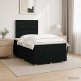 vidaXL LED Boxspringbed met Matras Zwart 120 x 200 cm Stof