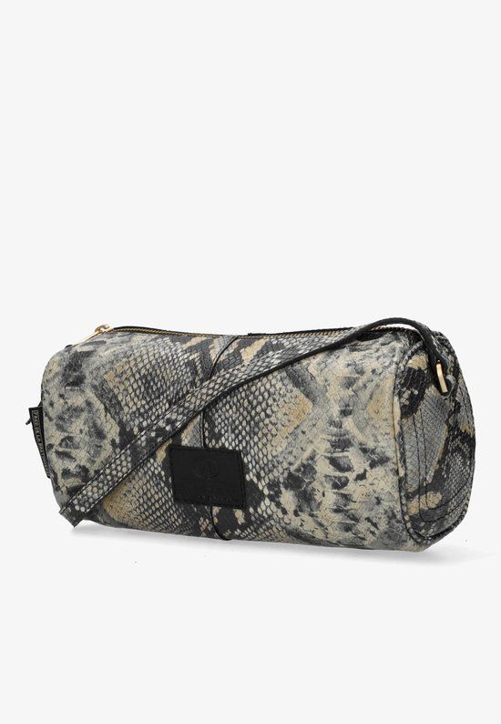 Fred de la Bretoniere Livia Schoudertas Slangenprint Leer Zwart/Beige