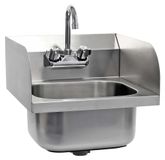 Inox spoelbak voor de keuken, rechthoekig model, met spatwaterbescherming, voor wandmontage