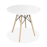 Homey Witte ronde eettafel of keukentafel, model Malmö, melamine, 80 cm (L) x 80 cm (B) x 75 cm (H)
