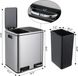 Poubelle de cuisine - Compartiments doubles, à pédale - 2x15 litres (30 litres) - Acier inoxydable - Fonction d'ouverture et de maintien doux - Bacs intérieurs amovibles - Argent