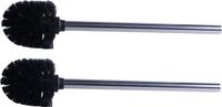 Merkloos RVS toiletborstel/wcborstel zwart - Set van 2x stuks - 34 cm