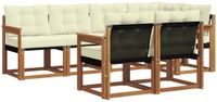 vidaXL - Hoek loungeset - 7 zitplekken - Natuurlijk en crème - Acacia hout