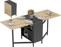 HOMCOM Inklapbare eettafel-MDF, ijzer-169 x 60 x 75 cm-Zwart