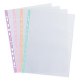 OXFORD 60 kunststof hoezen A4, geperforeerd, glad, dikte 5/100, 4 verschillende pastelkleuren