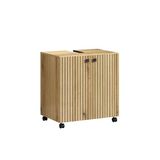 trendteam smart living - Wastafelonderkast op wielen - badkamer - PureBliss - afmetingen (b x h x d) 60 x 64 x 42 cm - kleur Evoke eiken met zwarte groeven