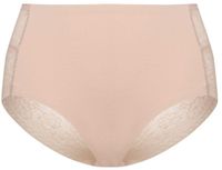 Bye Bra Midi Brief Kanten Mid Rise Naadloos Ondergoed, Zachte Tule Stretch Polyamide Elastaan ​​Ademend Comfort, Beige & Zwart (Beige, L)