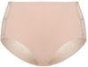 Bye Bra Midi Brief Kanten Mid Rise Naadloos Ondergoed, Zachte Tule Stretch Polyamide Elastaan ​​Ademend Comfort, Beige & Zwart (Beige, L)