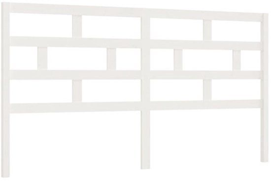 vidaXL Hoofdbord - 186x4x100 cm - Massief Grenenhout - Wit