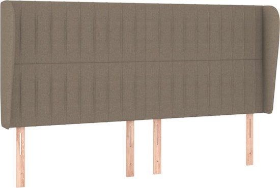vidaXL Hoofdbord met randen 183x23x118/128 cm stof taupe