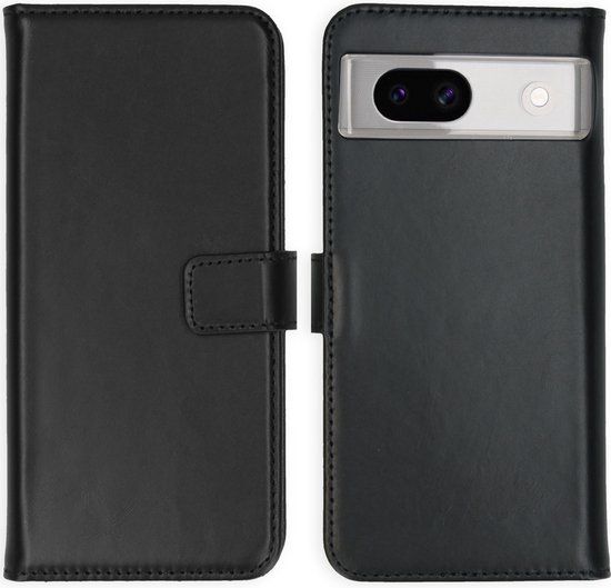 Selencia Echt Lederen Bookcase Hoesje voor Google Pixel 8A - Zwart - Met Pasjeshouder