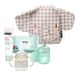 Suavinex, Kleuterrugzak voor baby's, babycadeau met: Baby Cologne Memories 100 ml luiercrème 50 ml + pak van 25 reinigingsdoekjes + leerbeker, grijze olifant