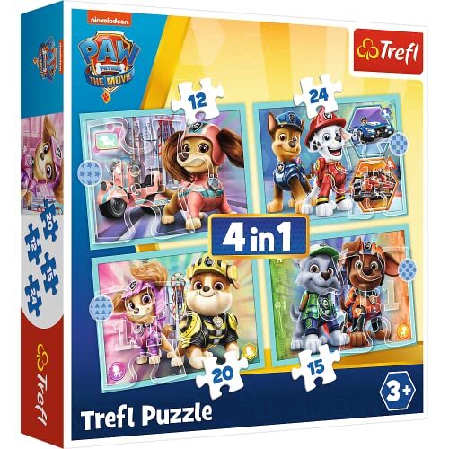 Trefl Puzzel - Paw Patrol Van 12 Tot 24 Elementen 4 Sets Blije Paw Patrol Honden Voor Kinderen Vanaf 4 Jaar