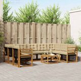 vidaXL - Hoek loungeset - Acacia hout - Natuurlijk en beige
