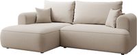 Selsey Ovo Mini - Slaapbank met opbergruimte, Links, Easy-Clean fluweel, Crème