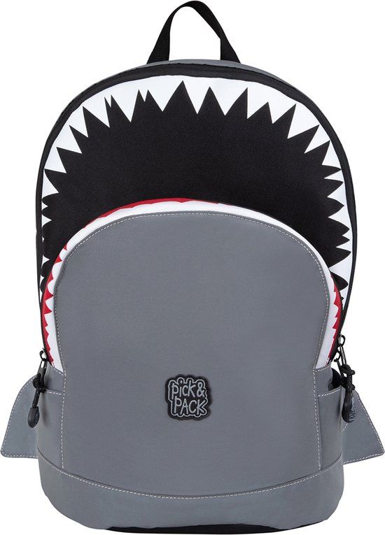 Pick & Pack Shark Kinderrugzak - 10 inch - Grijs