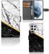 B2Ctelecom Samsung Galaxy S22 Ultra Bookcase Marmer Wit Zwart