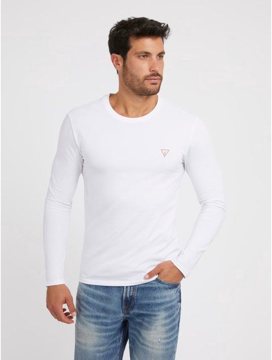 Guess T-Shirt Ronde Hals Langemouw Core Tee Wit Katoen/Elastaan Maat L