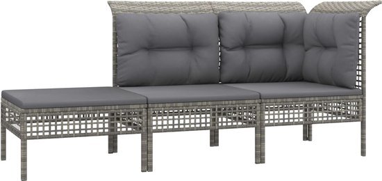 vidaXL 13-delige Loungeset met kussens poly rattan grijs