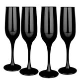 Glasmark Krosno Set van 4 mousserende wijnglazen, 0,2 l, Prosecco champagneglazen, champagneglazen, mousserende wijnglazen, 4 x 200 ml, zwart