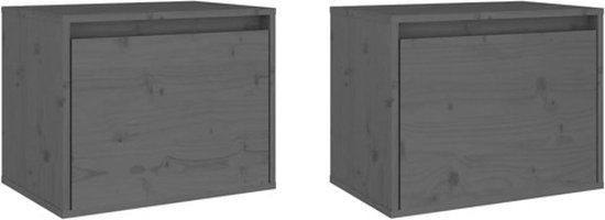 vidaXL Wandkasten 2 stuks 45x30x35 cm massief grenenhout grijs