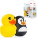 Reer MyHappyBath Toys Baddieren, eend en pinguïn, badspeelgoed voor baby's en kinderen vanaf 6 maanden, spuitdieren, grappig badspeelgoed