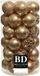 Shoppartners Bv 37x pièces boules de Noël en plastique camel brun 6 cm incluant crochets pour boules de Noël
