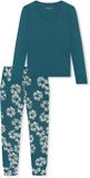 Schiesser Dames Pyjama Flower - Modal - Katoen - Maat 44 - Groen