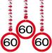 Folat 60 jaar verjaardag versiering - 6x stuks - rotorspiralen - verkeersbord thema